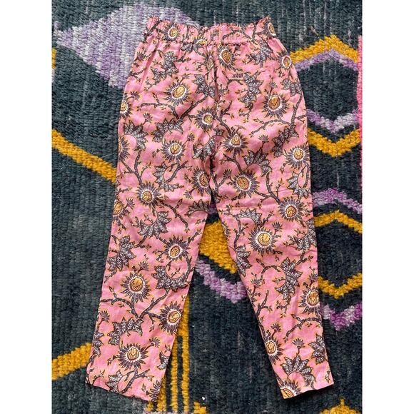 A.L.C. Henry Pants Pink Yellow Floral Print Linen ~ Sz 8 ~ Wardrobe Workhorse - Picture 4 of 7